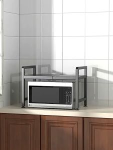 OLIN KITCHEN RACK OVEN RACK MICROWAVE CARBON STEEL KITCHEN STORAGE ORGANIZER SHELF UNIT RAK DAPUR ADJUSTABLE RICE COOKER SHELF