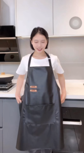 Waterproof Apron Hanging Neck Apron PU Soft Leather Home Kitchen Restaurant Resistant Leather Apron