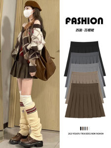 Khaki Color High Waist A-Line Skirt Womens Half-length Bicolor Spring Autumn Winter Short Skirt Korean Style Polyester Fiber