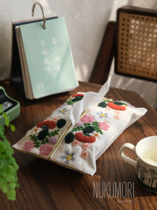 Wool Yarn Embroidery DIY Fabric Handmade Tissue Box Material Kit Vintage Flower Embroidery Home Sewing Tools And Finished Products