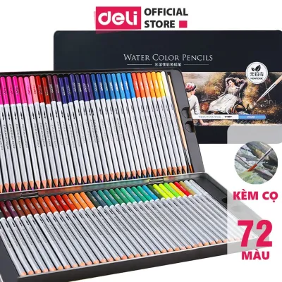 [Kee-art] Bút chì màu nước cao cấp Deli - Có kèm cọ tán - Bộ 24/36/48 màu - 6521