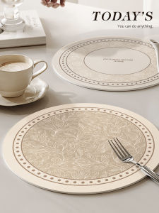 Heat-resistant Place Mat Leather Waterproof Oil-resistant No-wash Retro Luxury Tableware Pad
