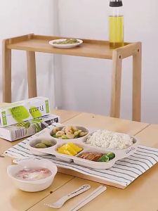 6 In 1 Wheat Straw Baby Feeding Set /Set Pinggan Baby/Baby Plate Set/Baby Tableware Set/Kids Plate/ 儿童餐具