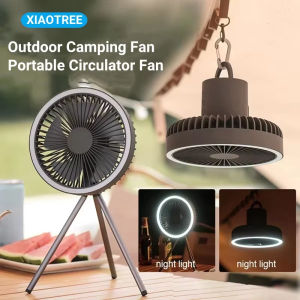 1/2PC 10000mAh Camping Fan Rechargeable Desktop Portable Circulator Wireless Ceiling Electric Fan with Power Bank LED Lighting