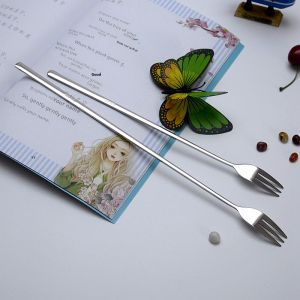 Long Handle 32cm Creative Extended Stainless Steel 304 Integrated Food Grade Fruit Dessert Salad Fork Dining Utensils