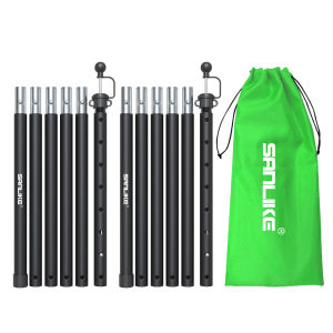 SANLIKE Tarp Pole for Tent Aluminum Pole Sets of 2 Foldable Outdoor Camping Equipment Awning Poles Glass Bead Spring Connection with Storage Bag