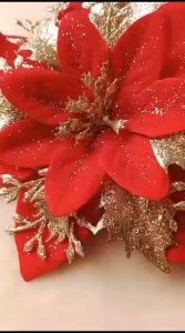 Bunga Kastuba Merah Glitter Emas