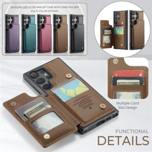 CaseMe Leather Wallet Card Phone Case for Samsung Galaxy S26 Ultra S25 Plus S24 FE S23 S22 S21 S20 Flip Stand Back Cover Coque