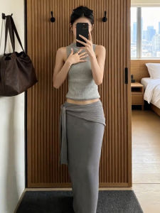 SENWA | Korean Style Grey Bodycon Dress Summer