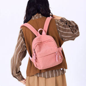 TANFAN | Corduroy Women Student Backpack Large Capacity Light Portable