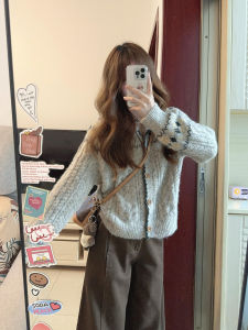 XUECAIQI | Cozy Soft High-end Knit Sweater Cardigan and Wide Leg Pants Two-piece Set