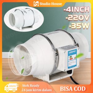 4 Inch Inline Duct Fan Booster Exhaust Blower Air Cooling Vent Extractor Fan 220V 35W Low Noise Untuk Tudung Dapur / Kamar Mandi