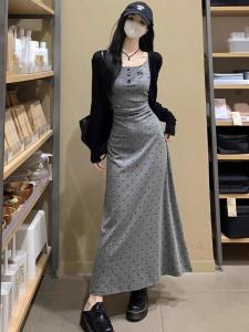 ชุดเดรสยาวลายจุดสีเทา Pure Desire สำหรับผู้หญิง ชุดสองชิ้น ชุดกันแดด ชุดทำงาน ชุดแฟชั่น ชุดทำงาน ชุดทำงาน