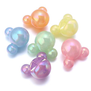 5pcs Acrylic Mickey Shaped Bead 33x28mm Plated Color Large Hole Loose Beads For Jewelry Making DIY Headrope Phone Chain Findings