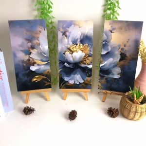 RUNABEE (SET 3 IN 1) 15X30CM HIASAN DINDING DEKORATIF ABSTRAK WALL ART BUNGA AESHTETIC POSTER KAYU