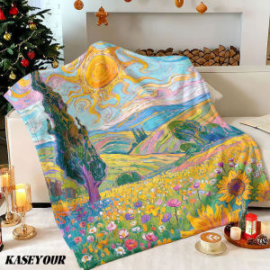 Beast Kingdom | Van Gogh Sunflower Winter Summer Flannel Blanket Throw Fleece Soft Fuzzy Plush Cozy Fleece Blankets for Sofa Ideal Gifts