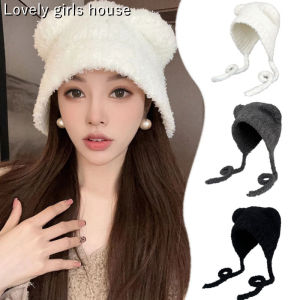 ** หมวกบีนนี่ ผ้าวูลถัก หน้าที่สวยงาม ผสมผ้าหมอนๆ ให้ความอบอุ่น สไตล์เกาหลี แฟชั่นฤดูหนาว สําหรับผู้หญิง