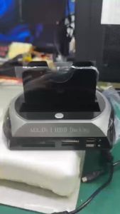Dual-Bay USB 2.0 Docking Station with Card Reader IDE/SATA/eSATA All-In-One Hard Drive Clone Functionality for Easy Data Managem