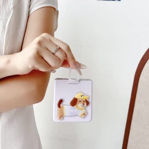 szhaiyu | Cute Puppy PC+TPU Phone Case For Samsung Galaxy Z Flip 8 7 6 5 Flip8 Flip7 with Ring Holder Cartoon Protective Cover Women