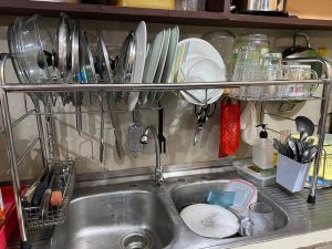 Kitchen Dish Rack Stainless Sink Top OVER Sink Dish Drainer Space Saver