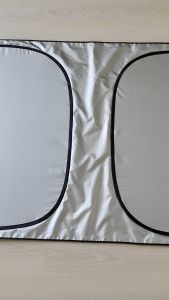 ที่บังแดดรถยนต์ ม่านบังแดดรถยนต์ ด้านหน้ารถ  Car ผ้า190Tเคลือบกัน UV หลังสีดำมีชายขนาดใหญ่พิเศษ