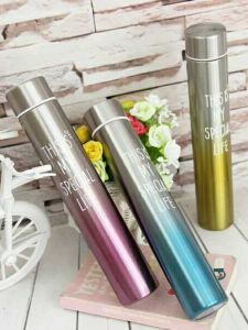 Korean Style Gradient Color Thermal Cup Long Thin Portable Personalized Water Cup Creative Sturdy Stick Anti-Lock Cup