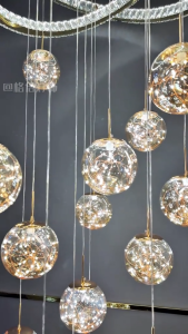 【Free Gift 】Villa Stair Long Chandelier Lighting High Quality Clear Crystal Lampshade Lights for Dining Room Ceiling Light Indoor Lighting
