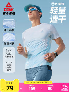 Peak Mens Running T-Shirt Quick Dry Lightweight Breathable Summer New Training Clothes for Marathon Peak Sports Life Series