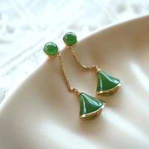 S925 Silver Jade Earrings For Women Charming Fresh