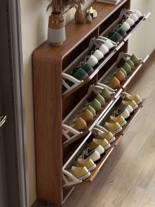 Vintage Style Slim Flip Shoe Rack