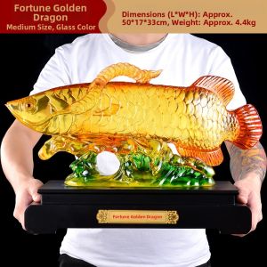 JUSHANYUAN | Wealth-Bringing Gold Arowana Statue