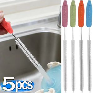 1/5Pcs Drinking Straw Cleaning Brush Baby Bottle Straw Tube Pipe Cleaner Home Nylon Stainless Steel Long Handle Cleaning Brush