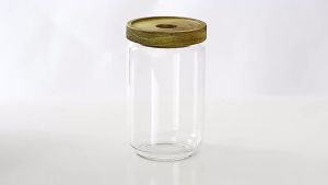 Wood Lid Glass Airtight Canister Kitchen Storage Bottles Jars Food Container Grains Tea Coffee Beans Grains Candy Jar Containers