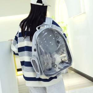 กระเป๋าแมว เป้สัตว์เลี้ยง กระเป๋าแคปซูลอวกาศ ด้านหน้าโปร่งใส ดีไซน์น่ารัก มินิมอล กระเป๋าสะพายแมว รูพรุนและระบายอากาศได้