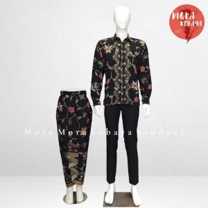 couple kemeja batik rok lilit instan tingal pakai