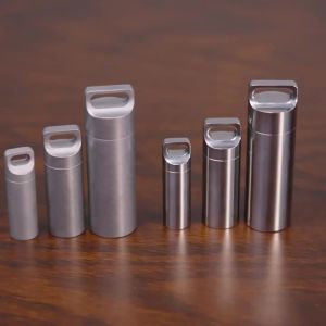 Tiartisan | Tiartisan Pure Titanium Mini Sealed Pill Box Waterproof Keychain Outdoor Camping Ultralight Portable Polished Surface EDC Tools