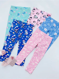 Soft Pure Cotton Princess Style Thin Leggings Childrens Casual Elastic Bottom Pants Long Trousers for Girls Summer Wear