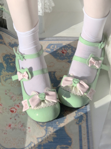 Cute Cat Head Mary Janes Original round Toe Sweet mid Heel 3.5cm Lolita Fashion PU Material Casual Slip-On Womens Shoes