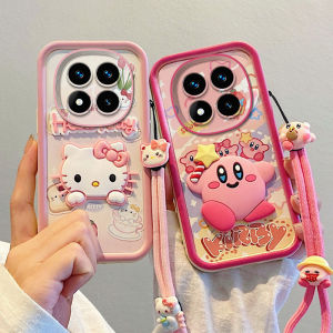 Soft Casing Redmi Note 14 Pro + Note14Pro Plus 5G 4G Cute Colour Graffiti 3D Cartoon Phone Case with Dolls Lanyard Lens Protection Silicone Back Cover 2025