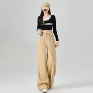 High Waist Wide Leg Denim Blue Jeans Womens Loose Straight Micro Flared Pants Fall New Style La Chapelle Casual Fashion