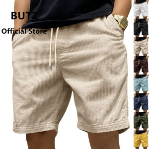 กางเกงขาสั้นแบบลำลองของผู้ชายผ้าลูกฟูกแบบย้อนยุคอินเทรนด์ใหม่ฤดูร้อน2025