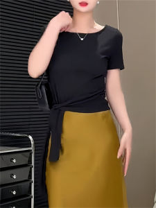 Áo Thun Nữ Tay Ngắn Cổ Tròn Thời Trang Mùa Hè 2024 Áo Thun Polyester Thường Ngày Giản Dị Phong Cách Hàn Quốc Rộng Rãi