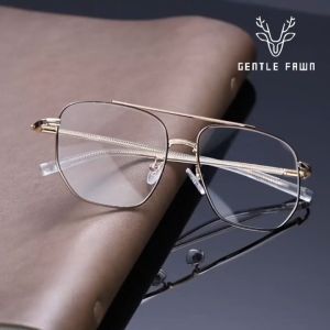 Gentle Fawn Kacamata Antiradiasi Blueray Style Aviator Korean Style Bahan Metal Ringan Fashion Pria Dan Wanita Bisa Minus 9354X