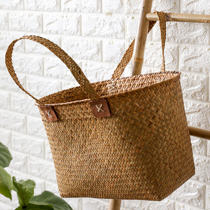 Vegetables Basket Picnic Basket Japanese-Style Woven Satchel Gift Bag ...