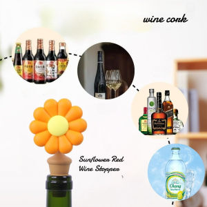 Sunflower Wine Stoppers Leak Proof Silicone Red Wine Wine Bottle Stoppers Keep Wine Fresh – Reusable Wine Champagne Accessories