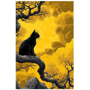 Oil Painting By Numbers Black Cat Animal Pattern DIY Number Drawing Canvas Pictures By Numbers Home Decor Large Size