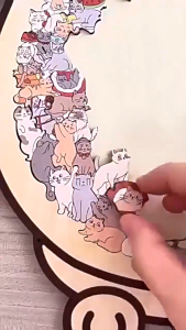 Cat Pattern Puzzle Toy Relaxing Puzzle Toy 135pcs Cat Wooden Jigsaw Puzzle Fun Logic Training Game for Cat Lovers Educational Toy Decoration Perfect Gift