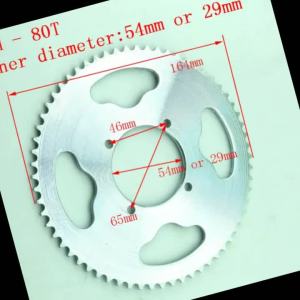 29/54mm 80 Tooth 25H Rear Chain Sprocket For 2 Stroke 47cc 49cc Engine Chinese Mini ATV Quad 4 Wheeler Pocket Bike Scooter Goped