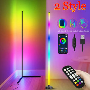 122cm Smart Corner Floor Lamp Dimmable APP Control RGB LED Modern Mood Lighting Stand Lights for Bedroom Gaming Living Room