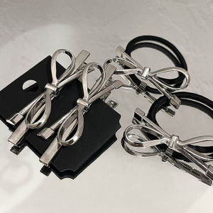 🔥Silver Bow Hair Clip Korean Style High-end Hair Rope Women Simple Temperament Headdress LovelylifeFu👍